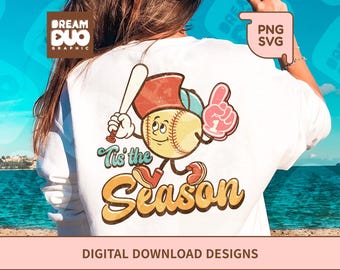Retro Softball Season PNG SVG | Tis the Season