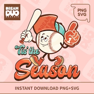 Honkbal PNG en SVG, Retro Tis the Season-sublimatie, png-shirts ontwerpen, vintage honkbal-svg-bestand knippen Cheer Finger png-bestand, honkbalseizoen png