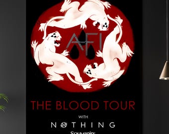AFI REPRODUCTION Gig Poster A3 A4 Art Print - The Blood Tour - Vintage Rock Metal Concert - Custom Aluminium Frame - Sing For Sorrow