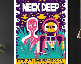 Neck Deep REPRODUCTION Gig Poster Matte A3 A4 Art Print. San