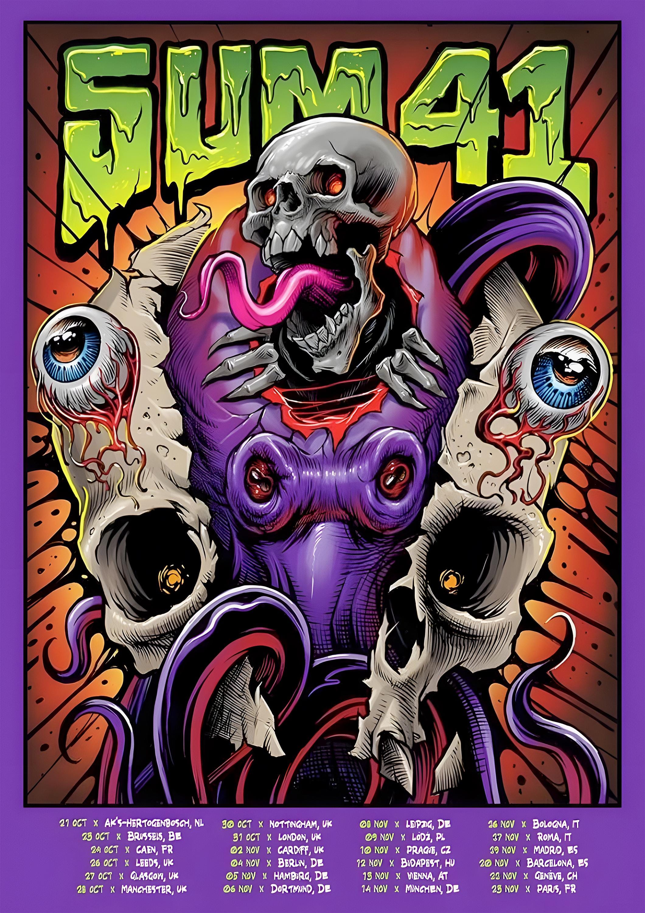 SUM 41 REPRODUCTION Gig Poster Matte A3 A4 Art Print. Final UK