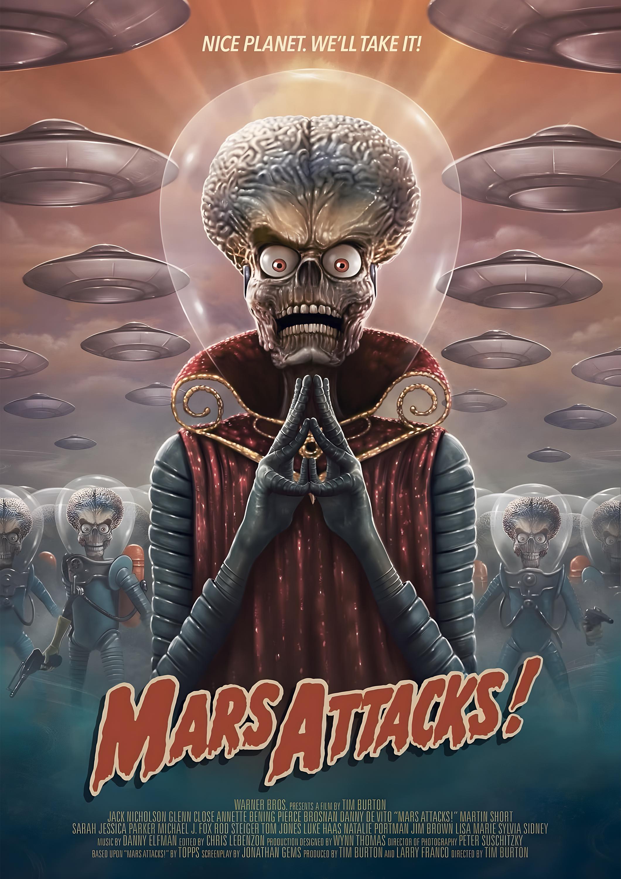 マーズ・アタック 映画ポスター：1990年代 SF アートプリント - A3/A4