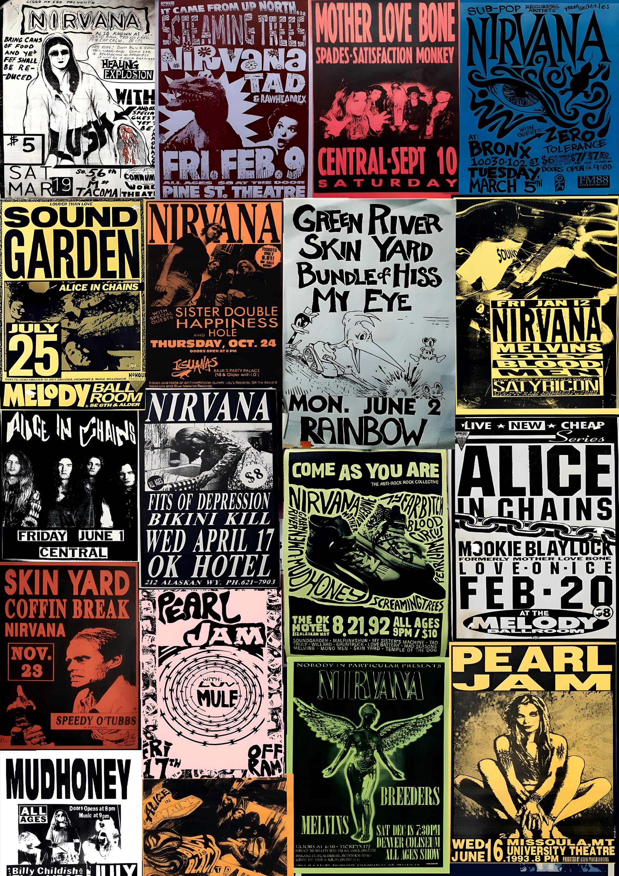 Grunge Concert Flyers Art Print: 1990s Seattle Scene - Nirvana