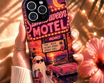 Summerween Ghost Phone Case, Cute Spooky Tropical Beach Aesthetic Phone Case for iPhone 17 Samsung Galaxy S26 Halloween Vacation Vibes Cover
