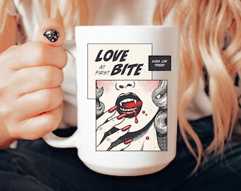 Vampire Ceramic Coffee Mug: Retro Halloween Gothic Cup