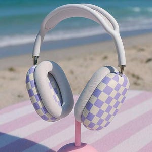 Funda para AirPods Max con estampado de cuadros lavanda: funda protectora fina
