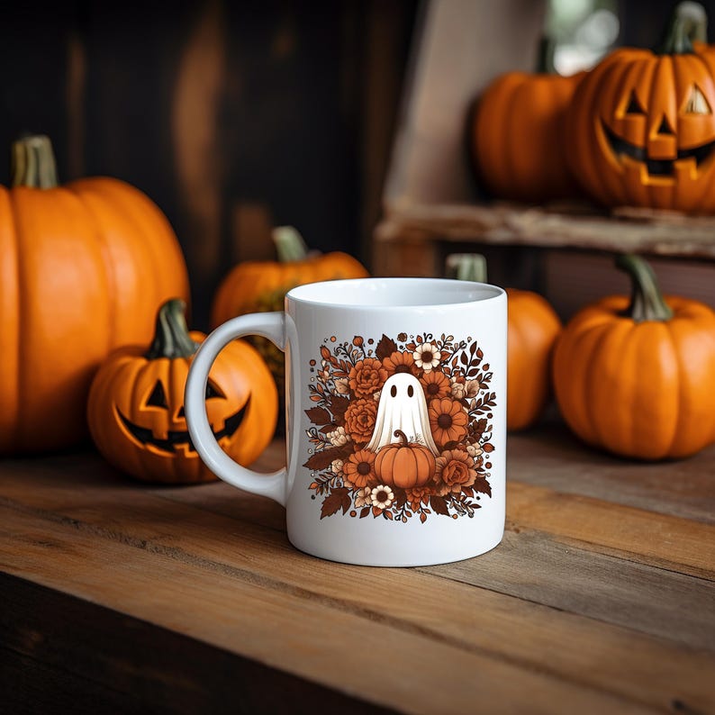 Halloween Ghost Mug - Spooky Season Coffee Cup Fall Aesthetic Kitchen Decor, Autumn Gift for Bookworms & Horror Fans, Unique Novelty Present image 7