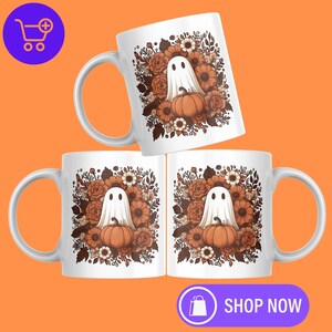 Halloween Ghost Mug - Spooky Season Coffee Cup Fall Aesthetic Kitchen Decor, Autumn Gift for Bookworms & Horror Fans, Unique Novelty Present image 10