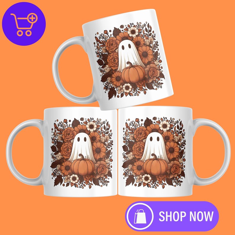 Halloween Ghost Mug - Spooky Season Coffee Cup Fall Aesthetic Kitchen Decor, Autumn Gift for Bookworms & Horror Fans, Unique Novelty Present image 10
