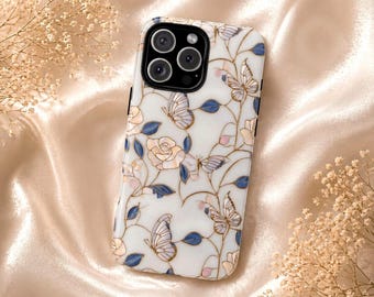 Butterfly Stained Glass Phone Case iPhone 17 Pro Max & Samsung S26 Cover Colorful Floral Nature Aesthetic Slim Protective Case Gift for Her
