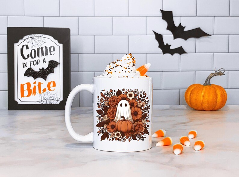 Halloween Ghost Mug - Spooky Season Coffee Cup Fall Aesthetic Kitchen Decor, Autumn Gift for Bookworms & Horror Fans, Unique Novelty Present image 9