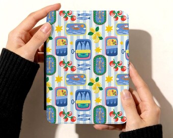 Retro Sardine Kindle Paperwhite Case, Mediterranean Coastal Kindle Cover, Fish Pattern E-Reader Case, Cute Summer Kindle Case, Reader Gift
