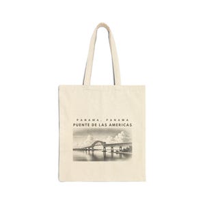 Panama Bridge of the Americas Tote Bag, Cotton Canvas Bag, Panama Souvenir, Sketch Design, Panama Travel Gift