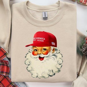 Faça o Natal ótimo novamente, camiseta de Natal Trump, presentes Trump, moletom de Natal MAGA Santa, presente para mãe republicana, presentes republicanos