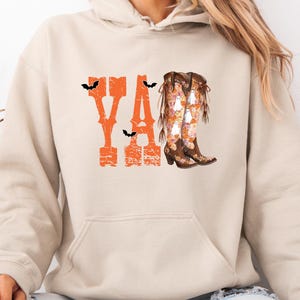 YA Cowboy Boots Sweatshirt, Vintage Halloween Western Sweatshirt, Cowgirl Boho Hoodie, Vintage Boots Hoodie, Halloween Western Style Sweater