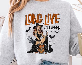 Long Live Halloween Sweatshirt, Witch Halloween Sweatshirt, Spooky Season, Vintage Halloween Hoodie, Black Cat Halloween, Halloween Gift