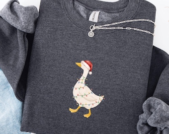 Christmas Goose Sweatshirt, Cute Xmas Goose Hoodie, Cute Duck Christmas Sweatshirt, Festive Goose Christmas Hoodie, Xmas Silly Goose Hoodie