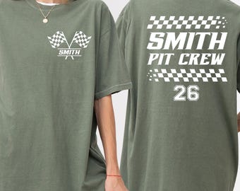 Comfort Colors® Custom Racing Shirt, Pit Crew Shirt, Race Cars Tee, Personalized Pit Crew Gift, Car Lover Gift, Matching Family Birthday Tee