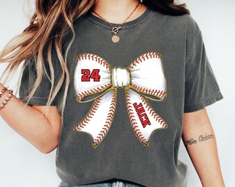 Chemise baseball personnalisée Comfort Colors®, chemise baseball maman, t-shirt baseball coquette, chemise baseball maman personnalisée, cadeau pour la fête des Mères