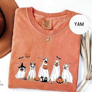 Comfort Colors® Halloween Dog Shirt, Ghost Dog Shirt, Сute Ghost Dog T-shirt, Halloween Shirt Women, Dog Lover Gift, Spooky Season Shirt