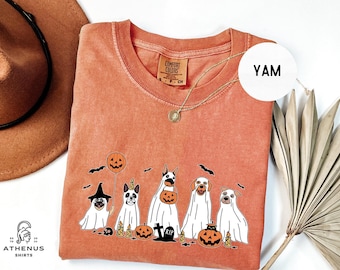 Comfort Colors® Halloween Dog Shirt, Ghost Dog Shirt, Сute Ghost Dog T-shirt, Halloween Shirt Women, Dog Lover Gift, Spooky Season Shirt