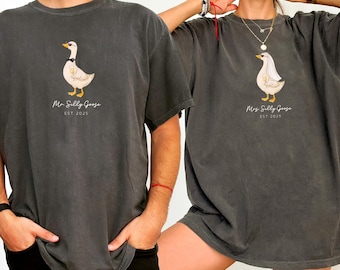 Comfort Colors Silly Goose Couple Shirt, Wifey And Hubby Shirt, Mr And Mrs Matching Tee, Funny Couple Tee, Newlywed Shirt, Honeymoon Shirt