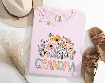 Camisa de abuela con flores silvestres de Comfort Colors, camisa del día de la madre feliz, camisa de abuela con flores, camisa de abuela, sudadera del día de la madre