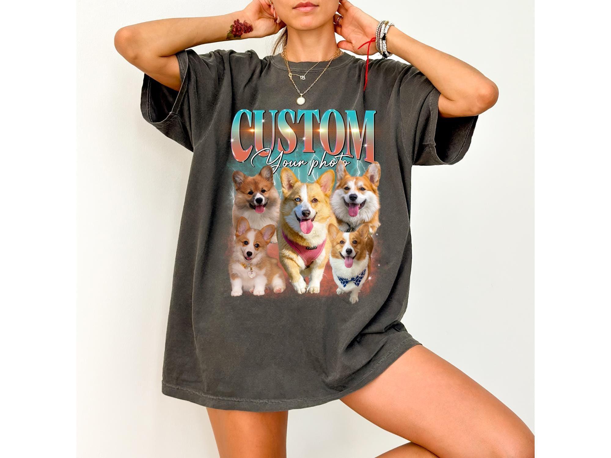 Custom Comfort Colors® Retro Dog Shirt, Personalized Pet Tee, Custom Photo 90s Graphic, Bootleg Rap Dog Shirt, Custom Design Tshirt