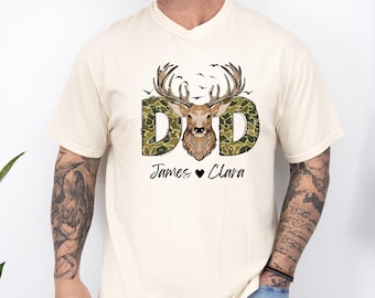 Comfort Colors® Custom Deer Dad Shirt, Hunter Dad Shirt, Fathers Day Gift, Dad Life Tee, Custom Dad Shirt With Kids Names, Hunter Lover Gift