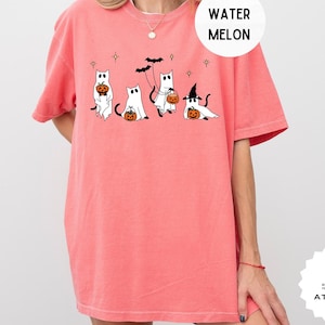 Comfort Colors® Сute Ghost Cat Shirt, Halloween-Katzenshirt, schwarze Katzenshirt, Katzenliebhaber Shirt, Ghost Cat T-Shirt, lustiges Ghost Cat Shirt, süß