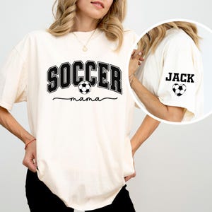Comfort Colors® Custom Soccer Mama Shirt, Soccer Mom Shirt, Sports Mom Shirt, Game Day Tee, Mothers Day Gift, Kid Name Shirt for Mom