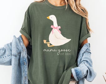 Comfort Colors® personlig Mama Goose-tröja, Silly Goose-tröja, mors dag-present, rolig mamma-tröja, present till nybliven mamma, graviditetspresent
