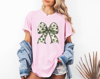 Coquette St Patrick's Day Bow Shirt, Comfort Colors, St Patrick's Day Shirt, Lucky Shamrock Shirt, St Patricks Gift, St Patty's Shirt