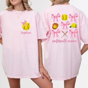 Comfort Colors® Custom Softball Mom Shirt, Coquette Softball Tee, Custom Softball Mama Tee, Mothers Day Gift, Game Day Shirt, Cheer Mom Tee image 4