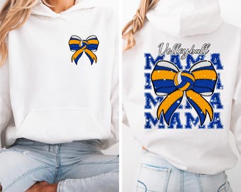 Coquette Volleyball Mama Hoodie, Game Day Sweatshirt, Volleyball Bow Hoodie, Mothers Day Gift, Sports Mom Shirt, Volleyball Season Shirt