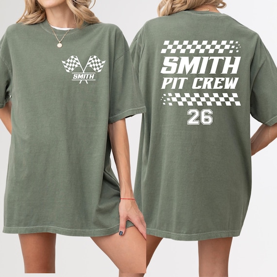 Comfort Colors® Custom Racing Shirt, Pit Crew Shirt, Race Cars Tee, Personalized Pit Crew Gift, Car Lover Gift, Matching Family Birthday Tee