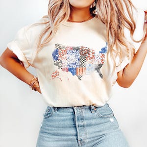Comfort Colors® Retro Amerika USA Kartenhemd, Amerika 4. Juli T-Shirt, 4. Juli T-Shirt, USA-Flaggen-T-Shirt, Retro 4