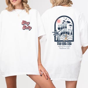 Comfort Colors Stay Salty Matthew 5:13 Shirt, Christian Tees for Women, Trendy Christians T Shirts, Christian Summer Beach Shirt For Women
