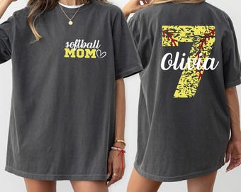 Comfort Colors® Custom Softball Mom Shirt, Softball Team Shirt, Softball Mama Tee, Mothers Day Gift, Game Day Shirt, Cheer Mom Tee