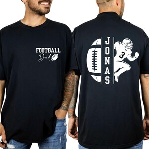 Comfort Colors® Football Dad Shirt With Kids Name and Number, Sports Dad Shirt, Fathers Day Gift, Football Dad Shirt, Game Day T-shirt