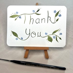Grazie biglietto d'auguri Natura Acquerello Dipinto originale per regalo di compleanno