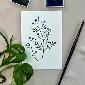 Carta acquerello originale Fiori selvatici