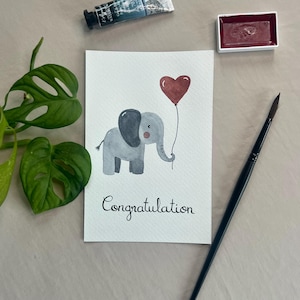 Carta acquerello originale elefante