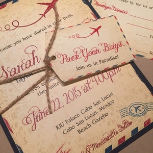 Travel Themed Wedding Invitation.  Travel Invitation.  Destination Wedding Invitation