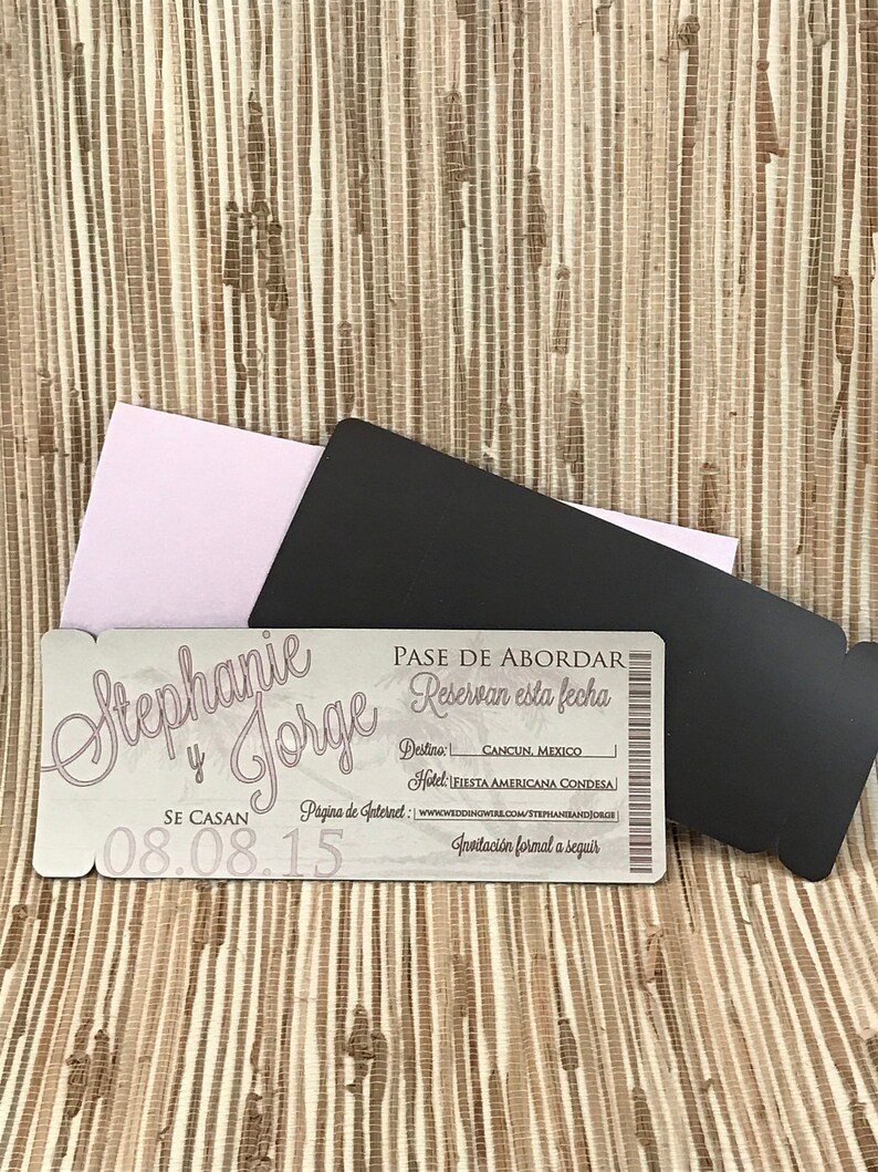 Spanish Boarding Pass Save the Date . Cancun Mexico Wedding Etsy