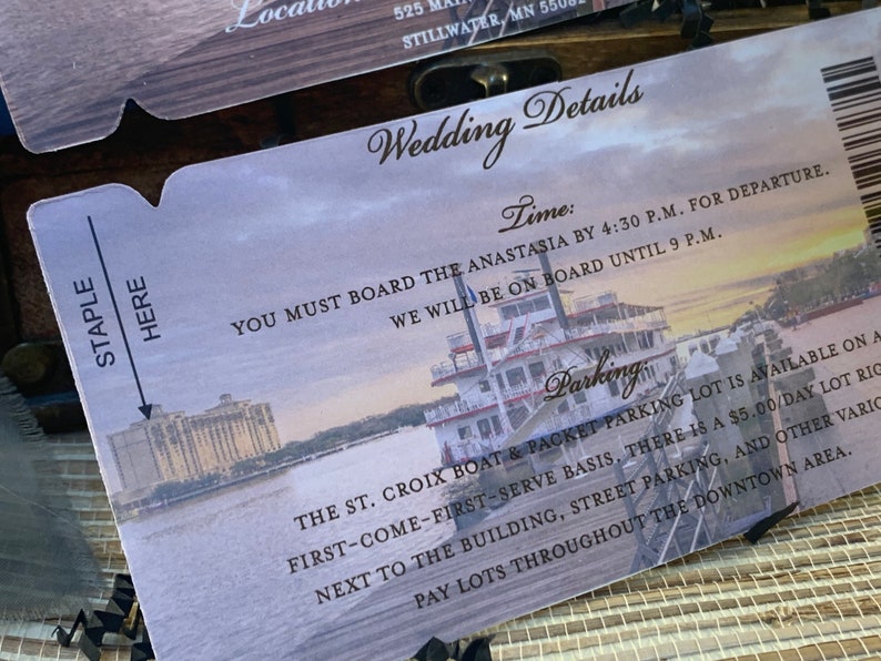 Minnesota river boat wedding invitation. Riverboat wedding invitation. Yacht wedding invitation. image 6