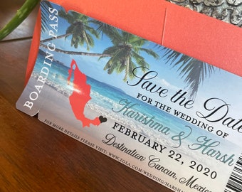 Tropical Mexico Save the Date Magnet. Cancun Mexico Save the Date. Mexico Magnet Save the Date.