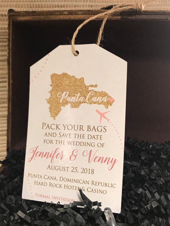 Destination Wedding Invitation Save The Date Luggage Tag Etsy