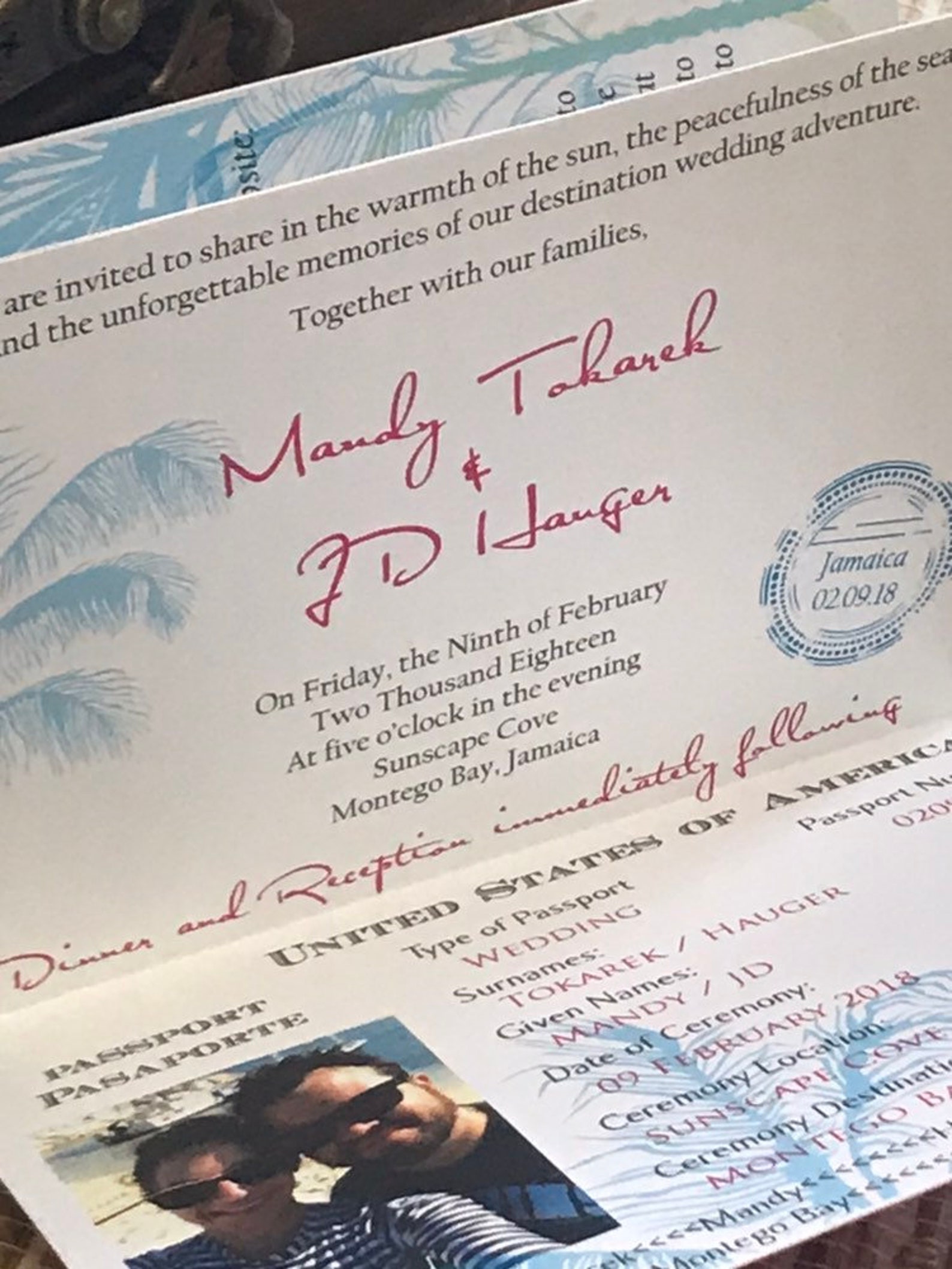 Jamaica Wedding Invitation. Jamaica Passport Invitation. Etsy