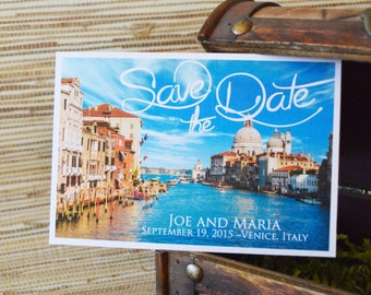 Venice Italy Postcard Save the Date.  Italy Save the Date.  Venice Save the Date